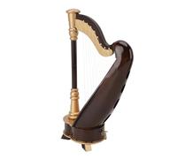 Mini Harp Model Replica Wood Decoration Elegant Musical Instrument Ornament Wooden Miniature Decorative Case Decorated Adornment Architecture Kits