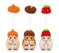 Mini Hat 3 Pack for Small Pets, Hamster Hat Tiny Crochet Hats with Strap for Hamsters Geckos Snakes Photo Props