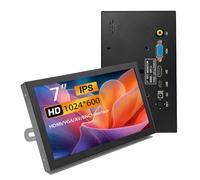 Mini HDMI Monitor 7" Portable VGA with AV BNC 1024×600 LCD Screen with Built-in Speakers, Small IPS Screen Multifunction for Raspberry Pi PC/TV/DVD/CVBS