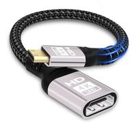 Mini HDMI to HDMI Adapter,4K@60HZ 1080P HDMI to Mini HDMI Adapter Nylon Braided Supports Ethernet,UHD,3D,HDR,ARC,Mini HDMI Compatible with Nikon D7100 Canon EOS RP/R,Raspberry Pi Zero/Zero W