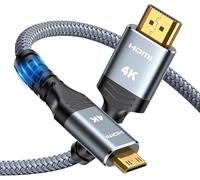Mini HDMI to HDMI Cable 1M 4K @ 60Hz 18Gbps High Speed, Nylon Braided 2.0 Cable Support 4K 2K UHD 3D HDR ARC Compatible with Camera, Laptop, Projector, HDTV, Monitor, Raspberry Pi