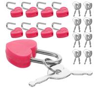 Mini Heart Shaped Padlock with Keys, Red Alloy Keyed Lock 24 Set