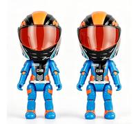 Mini Helmet Heroes Transforming Ornaments, Motorcycle Helmet Action Figure with Movable Joints, Hidden Racer Inside, Foldable Design for Storage (Blue 2 Pcs)