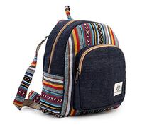 Mini Hemp Backpack Bag - Boho Eco Friendly Unisex Rustic Durable by Freakmandu, [Multicolor] - Himalayan Blue, Mini, Boho Backpack