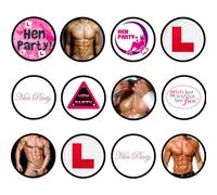 Mini Hen Party Edible Cupcake Toppers - Precut 3cm Risqué Cake Decorations for Girls’ Night Out, Bridesmaids & Cheeky Bachelorette Cakes, Naughty Butler (48)