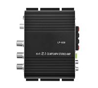 Mini HiFi 2.1, Car Home Audio Power Amplifier Lp 838 Stereo Bass Auto Mini Amplifier for Digital Amp Silver (Black)