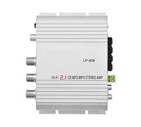 Mini HiFi 2.1 Stereo Amplifier 30W X 2CH Power, Low Distortion 2.1CH Audio Amp, All Aluminium Shell and 3.5mm Input with 2 Pairs Speaker Clips for CD MP3 MP4 (Silver)