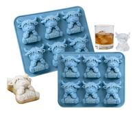Mini Highland Cattle Ice-Cube Mold, 2Pieces Cute 3D Highland Cattle Silicone Ice-Cube Tray, Silicone Animal ICES Cubes Tray, Cocktail Molds S ilicone Trays, Cow Nonstick Food Grade for Candy, Jelly