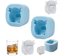 Mini Highland Cattle Ice Mold Cube, 3D Highland Cattle Silicone Ice Mold Cube, Cow Shaped Flexible Chilling Cubes Making Tool, for Whiskey, Cocktails Bourbon Tequila Vodka Drinks Beverage