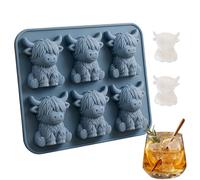 Mini Highland Cow Ice Cube Mold - 3D Cow Face Silicone Tray, Reusable Easy Release for Whiskey Cocktails, Cute Farm Animal Ice Maker & Chocolate Soap Mold (1pc)