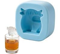 Mini Highland Cow Ice Cube Mold, 3D Cow Silicone Ice Tray for Whiskey Cocktail Drinks, Cute Farm Animal Frozen Shape Maker 6 Cavity Flexible Food Grade Chocolate Soap Bar Accessory
