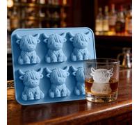 Mini Highland Cow Ice Cube Mold, 3D Cute Cattle Silicone Ice Cube Trays for Whiskey Cocktails Beer Coffee & Drinks Party, Reusable Animal Dessert Mold, Easter Gifts for Friends & Cow Lovers (A)