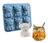 Mini Highland Cow Ice Cube Mold, 3D Cute Highland Cow Silicone Ice Cube Tray, Silicone Animal Ice Cube Tray for Candy, Jelly, Chocolate, Homemade Treats
