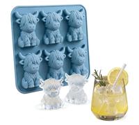 Mini Highland Cow Ice Cube Mold, 3D Highland Cow Ice Cube Silicone Molds Tray, Funny 3D Highlands Cows Gifts, for Cocktails, Beer & Drinks, Perfect Gifts for Friends