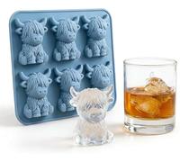 Mini Highland Cow Ice Cube Mold, 3D Highland Cow Ice Cube Silicone Molds Tray, Reusable Cattle Shaped Ice Mold, Novelty Cow Ice Mold for Drinks, Novelty Cow Easter Molds Perfect Gifts (B)