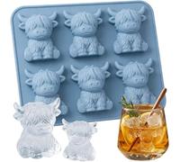 Mini Highland Cow Ice Cube Mold, 3D Highland Cow Ice Cube Silicone Molds Tray, Reusable Cattle Shaped Ice Mold, for Whiskey & Cocktails, Cute Animal Ice Cube Maker for Chocolate, Candy & DIY (A)