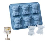 Mini Highland Cow Ice Cube Mold, 3D Highland Cow Silicone Ice Cube Tray, 6-Cavity Fun Animal Silicone Ice Tray, Cute Animal Ice Mold for Whiskey, Cocktails, Chocolate, Candy and DIY Treats (1PCS)