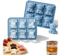 Mini Highland Cow Ice Cube Mold, 3D Highland Cow Silicone Ice Cube Tray, Food Grade Reusable Cattle Shaped Ice Mold for Whiskey, Cocktails, Coffee & Chocolate, Cute Farm Animal Party Mold (2Pcs)