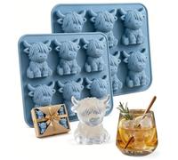 Mini Highland Cow Ice Cube Mold, 6-Compartment Highland Cow Ice Cube Tray New, Cute 3D Highland Cows Silicone Ice Cube Tray, Silicone Animal Ice Cube Mold Tray for Chocolate, Jelly, Homemade Treats