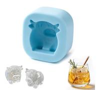 Mini Highland Cow Ice Cube Mold, Cute 3D Highland Cow Ice Cube Silicone Molds Tray, Fun Animal Mold for Whiskey, Cocktail, Bourbon, Perfect Gifts for Cow Lovers, Friends (Blue-A)