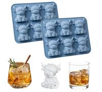 Mini Highland Cow Ice Cube Mold - Cute 3D Highland Cow Silicone Ice Cube Tray, Funny Reusable Farm Animal Dessert Mold, for Drinks, Parties & Gifts Whiskey Cocktails Coffee (#2PCS)