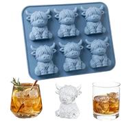 Mini Highland Cow Ice Cube Mold - Cute 3D Highland Cow Silicone Ice Cube Tray, Funny Reusable Farm Animal Dessert Mold, for Drinks, Parties & Gifts Whiskey Cocktails Coffee (#1PCS)