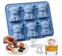 Mini Highland Cow Ice Cube Mold,Cute 3D Highland Cow Silicone Ice Cube Tray, Silicone Animal Ice Cube Mouids for Candy,Fun Reusable Cattle Shaped Ice Molds for Jelly Cocktails Coffee Chocolate