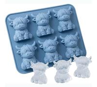 Mini Highland Cow Ice Cube Mold, Cute 3D Highland Cows Ice Cube Tray, Highland Cattle Silicone IceTrays, Reusable Animal Shaped Molds for Drinks, Chocolate, Candy, Jelly, Homemade Treats (1PACK)