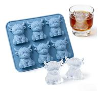 Mini Highland Cow Ice Cube Mold, Cute 3D Ice for Drinks Cocktails Beer, Funny Highlands Cow Gifts Ice Cube Silicone Molds Tray, 6-Hole Fun Animal Mold for DIY Chocolate Soap Candle Resin Gift