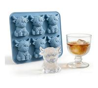 Mini Highland Cow Ice Cube Mold - Cute 3D Ice for Drinks, Parties & Gifts, 3D Highland Cow I ce Cube Tray, Reusable Cattle Shaped Ic e Mold, Novelty C ow Easter Molds for Drinks, Party (A)
