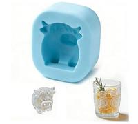 Mini Highland Cow Ice Cube Mold - Cute 3D Ice for Drinks, Parties & Gifts, 3D Highland Cow I ce Cube Tray, Reusable Cattle Shaped Ic e Mold, Novelty C ow Easter Molds for Drinks, Party (B)