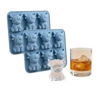 Mini Highland Cow Ice Cube Mold - Cute 3D Ice for Drinks, Parties & Gifts, 3D Highland Cow Ice Cube Silicone Molds Tray, 6-Hole Fun Animal Mold for DIY Squishy Chocolate Soap Candle Resin Gift (2pc)