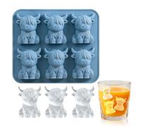 Mini Highland Cow Ice Cube Mold, Cute 3D Silicone Ice Cube Trays with Lid, BPA Free Mold for Chocolate Candy Jelly Drinks Homemade Treats (Highland Cow)