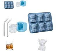Mini Highland Cow Ice Cube Mold, Funny 3D Cute Highland Cow Silicone Ice Cube Tray, for Whiskey,Cocktails, Beer & Drinks, Novelty Cow Easter Molds Perfect Gifts for Friends (A+B)