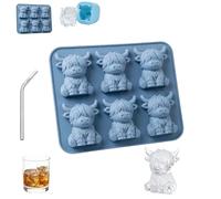 Mini Highland Cow Ice Cube Mold, Funny 3D Cute Highland Cow Silicone Ice Cube Tray, for Whiskey,Cocktails, Beer & Drinks, Novelty Cow Easter Molds Perfect Gifts for Friends (B)