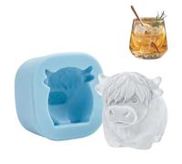 Mini Highland Cow Ice Cube Mold, Funny Cute Cattle Silicone Ice Tray, 3D Animal Silicone Ice Tray, Reusable Funny Cube Mold, for Parties, Whiskey, Cocktails Mold (Single Cavity)