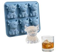 Mini Highland Cow Ice Cube Mold, Highland Cow Ice Cube Tray, 3D Cute Cattle Silicone Ice Cube Tray for Whiskey Cocktails Coffee, Reusable Silicone Animal Molds for Chocolate, Candy, Jelly, Homemade