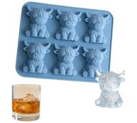 Mini Highland Cow Ice Cube Mold, Highland Cow Ice Cube Tray,3D Cute Cattle Silicone Ice Tray for Whiskey Cocktails Coffee, Funny Reusable Farm Animal Dessert Mold