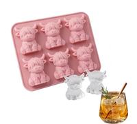 Mini Highland Cow Ice Cube Mold, Highland Cow Ice Cube Tray,3D Cute Cattle Silicone Ice Tray for Whiskey Cocktails Coffee, Funny Reusable Farm Animal Dessert Mold Gifts for Friends Parties (B)