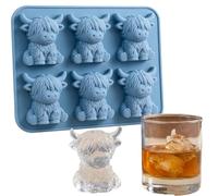 Mini Highland Cow Ice Cube Mold, Highland Cow Ice Cube Tray, Funny Whiskey Ice Mold for Men, 3D Highland Cows Silicone Ice Cube Tray, for Whiskey, Cocktails, Coffee and Bars