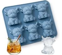 Mini Highland Cow Ice Cube Mold, Silicone 3D Highland Cow Ice Cube Tray, Cute Farm Animal Shaped ICES Maker for Coffee, Soda, Reusable Freezer Molds for Party Gifts & Cows Lovers (B)