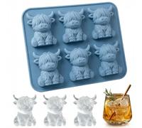 Mini Highland Cow Ice Cube Mold, Silicone Highland Cow Ice Cube Tray, Cute 3D Highland Cow Ice Cubes Maker, Versatile Ice Cube Moulds & Highland Cow Ice Mould for Whiskey Drinks DIY Treats