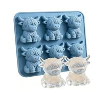 Mini Highland Cow Ice Cube Mould, 3D Highland Cow Ice Cube Tray, Funny Silicone Moulds with Animal Motifs, Highland Cow Silicone Ice Cube Tray for Bar, Holidays, Festive Gatherings