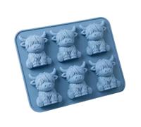Mini Highland Cow Ice Cube Tray, 6 Cavity 3D Highland Cattle Ice Cube Mold Cute Animal Silicone Ice Cube Moulds for Baking & Crafts (1)