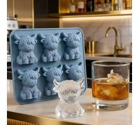 Mini Highland Cow Ice Cube Tray, 6 Cute 3D Ice Cube Mold, Easy Release Silicone Ice Cube Tray, Highland Cow Kitchen Accessories for Drinks, Cocktails, Home Bar, Highland Cow Gifts Homemade Treats