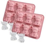 Mini Highland Cow Ice Cube Tray, Cute 3D Highland Highland Cow Ice Cube Mold, Silicone Animal Ice Cube Tray for Candy, Jelly, Chocolate,Highland Cows Gifts Homemade Treats (Pink,2pcs)