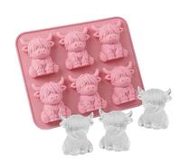 Mini Highland Cow Ice Cube Tray, Cute 3D Highland Highland Cow Ice Cube Mold, Silicone Animal Ice Cube Tray for Candy, Jelly, Chocolate,Highland Cows Gifts Homemade Treats (Pink,1pc)