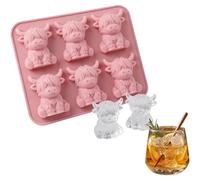 Mini Highland Cow Silicone Ice Cube Molds, Cute Animal Shaped Ice Cube Tray for Whiskey, Chocolate, Candy, Jelly, Reusable 3D Silicone Mould for Homemade Treats