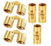 Mini Hinge Pack of 6 8 mm Brass Barrel Hinge Invisible Copper Hinge Cabinet Furniture Hinges for DIY Gift Boxes Jewellery Box 180 Degree Opening Angle (Gold)