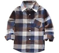 Mini honey Kids Little Boys Girls Baby Long Sleeve Button Down Red Plaid Flannel Shirt Plaid Girl Boy NB-4T (4-5 T, Coffee)